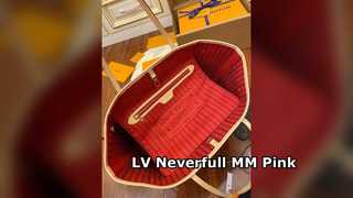 Розовая сумка с монограммой Louis Vuitton Neverfull MM