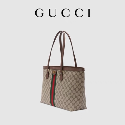 Кожаные уравновешенные дамы GG Tote Gucci Ophidia холста белые средние
