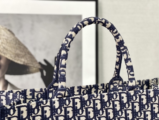 Книга сумки сини военно-морского флота холста вышивки Dior косая заклеймленная христианская большая
