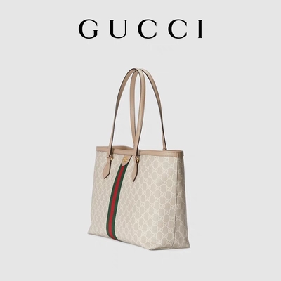 Регулируемая заклеймленная сумка средняя белизна Tote Gucci Ophidia для женщины
