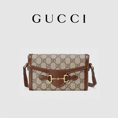 бумажника дам сумки 9.5oz GUCCI Horsebit 1955 черное дерево мини бежевое