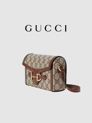 бумажника дам сумки 9.5oz GUCCI Horsebit 1955 черное дерево мини бежевое