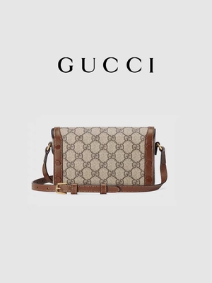 бумажника дам сумки 9.5oz GUCCI Horsebit 1955 черное дерево мини бежевое