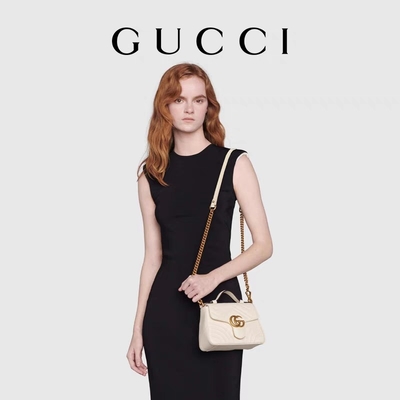 Белая заклеймленная телячья кожа сумкой Tote GG Marmont сумки посыльного выстегала кожаное