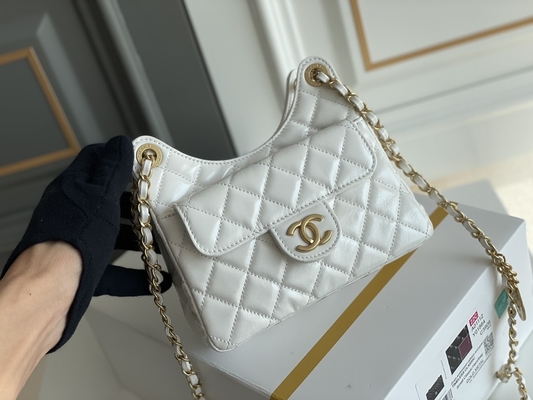 Классическая белая телячья кожа Preloved клеймила цепь Chanel сумки 2023 сумками круиза