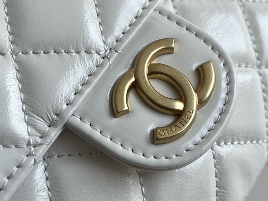 Классическая белая телячья кожа Preloved клеймила цепь Chanel сумки 2023 сумками круиза