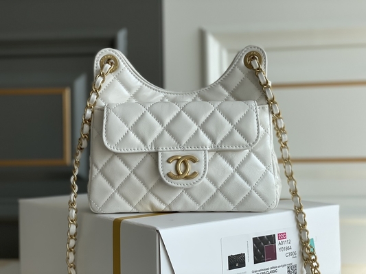 Классическая белая телячья кожа Preloved клеймила цепь Chanel сумки 2023 сумками круиза