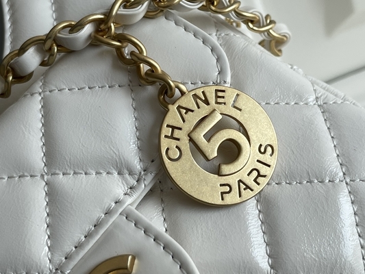 Классическая белая телячья кожа Preloved клеймила цепь Chanel сумки 2023 сумками круиза