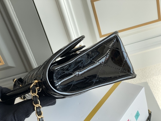 22k женщины Chanel хлопают черное золото 2022 сумки тофу лакированной кожи сумки