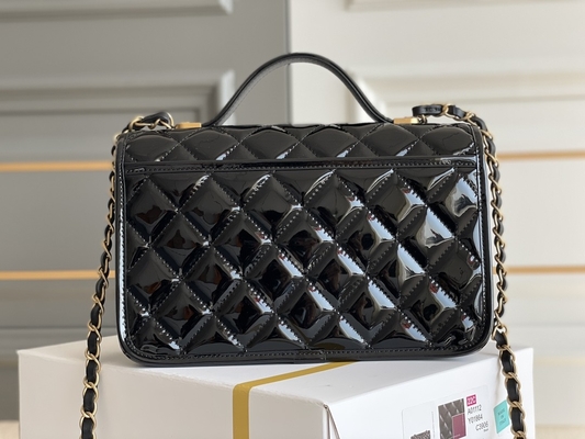 22k женщины Chanel хлопают черное золото 2022 сумки тофу лакированной кожи сумки