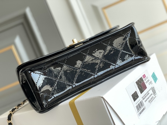 22k женщины Chanel хлопают черное золото 2022 сумки тофу лакированной кожи сумки