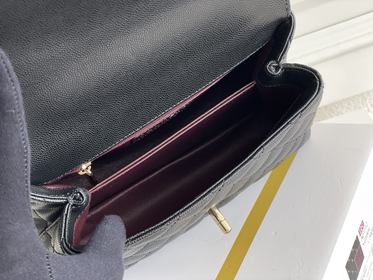 Цепь черноты ручки 22A кокосов Grained телячьей кожи кожаная небольшая с щитком