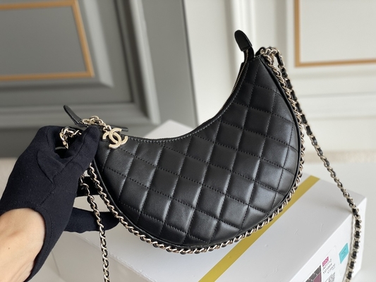 Черная цепная мини сумка слинга клеймила кожу телячьей кожи сумки Hobo Chanel