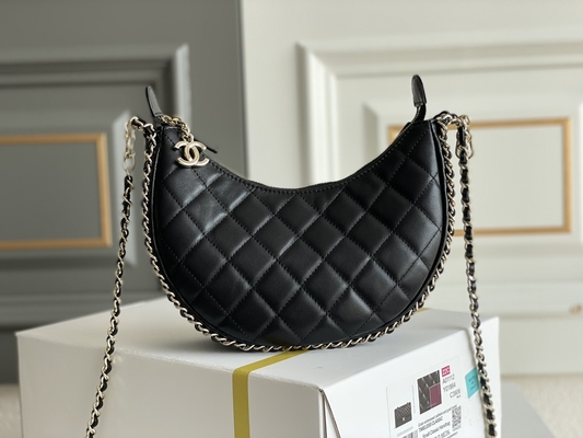 Черная цепная мини сумка слинга клеймила кожу телячьей кожи сумки Hobo Chanel