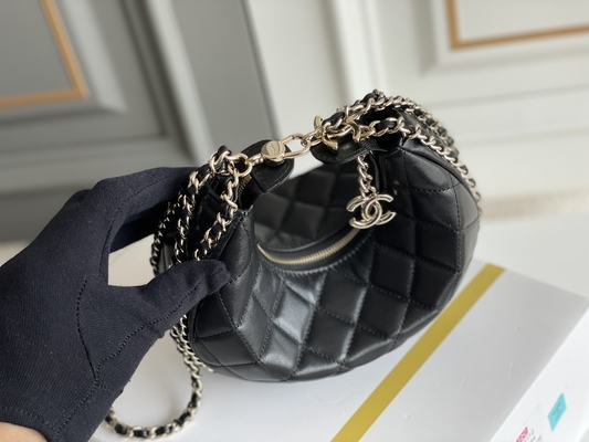 Черная цепная мини сумка слинга клеймила кожу телячьей кожи сумки Hobo Chanel