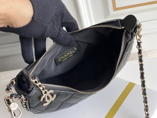 Черная цепная мини сумка слинга клеймила кожу телячьей кожи сумки Hobo Chanel