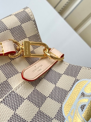Белый холст LV Damier Azur пинка клеймил сумку ведра NéONoé MM сумки посыльного