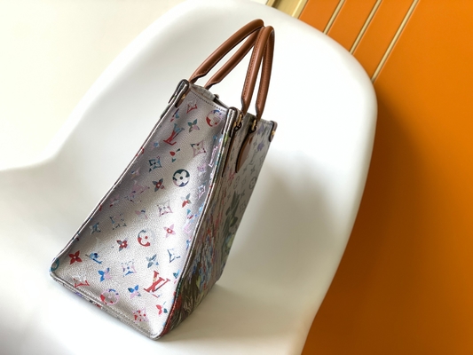 Сумка Tote холста Louis Vuitton Onthego Empreinte OEM флористическая серебряная покрытая