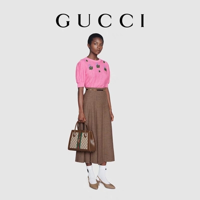 Иконическое средство Tote Джеки 1961 сумки GUCCI с оборудованием тонизированным золотом