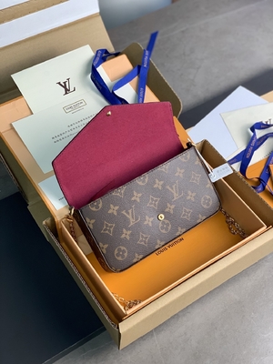Мини подкладка фуксии бумажника сумки вензеля LV Felicie Pochette