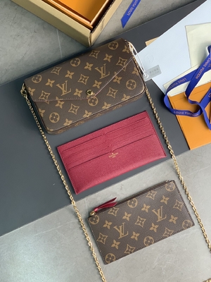 Мини подкладка фуксии бумажника сумки вензеля LV Felicie Pochette
