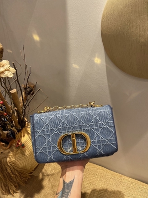 Вышитый мини дизайнер морщит джинсовая ткань Dior Caro небольшая