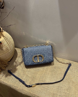 Вышитый мини дизайнер морщит джинсовая ткань Dior Caro небольшая
