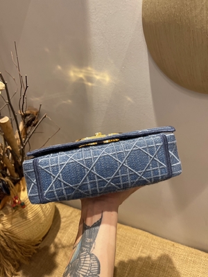 Вышитый мини дизайнер морщит джинсовая ткань Dior Caro небольшая