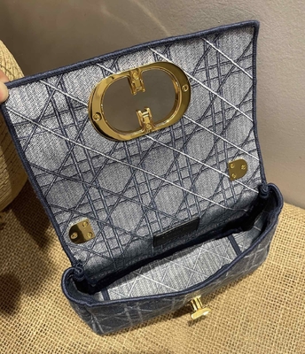 Вышитый мини дизайнер морщит джинсовая ткань Dior Caro небольшая