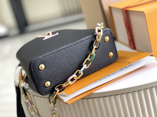 Goatskin выравнивая Preloved клеймил сумку Louis Vuitton Capucines мини
