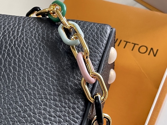 Goatskin выравнивая Preloved клеймил сумку Louis Vuitton Capucines мини