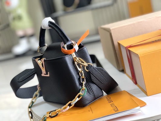 Goatskin выравнивая Preloved клеймил сумку Louis Vuitton Capucines мини