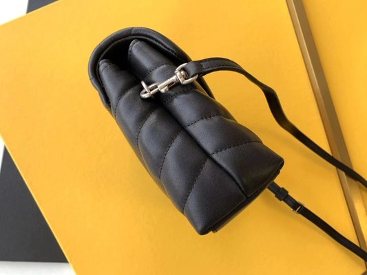 Холст хлопка сумки дам Кассандра YVES ST LAURENT St Laurent цепные и телячья кожа Брауна карамельки