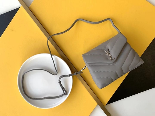 Холст хлопка сумки дам Кассандра YVES ST LAURENT St Laurent цепные и телячья кожа Брауна карамельки
