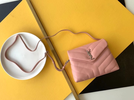 Холст хлопка сумки дам Кассандра YVES ST LAURENT St Laurent цепные и телячья кожа Брауна карамельки