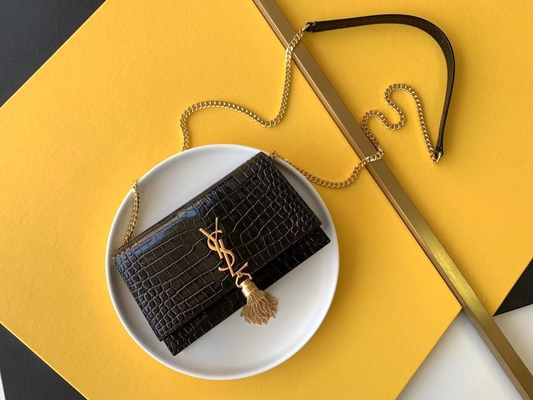 Tassel Kate цепи золота сумки черноты телячьей кожи YVES ST LAURENT небольшой