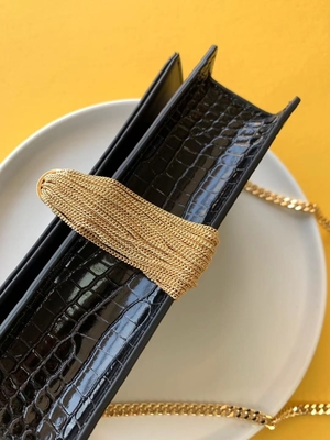 Tassel Kate цепи золота сумки черноты телячьей кожи YVES ST LAURENT небольшой