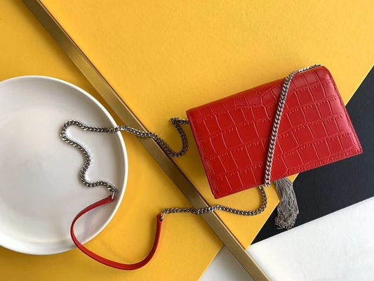 Закрытие молнии Woc среднего Tassel красное YVES ST LAURENT St Laurent Kate