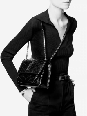 Кожаный WOC ручки YVES ST LAURENT клеймил сумку DND1N 1000 NIKI посыльного