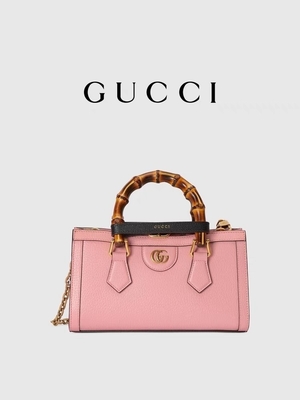 Розовый кожаный OEM сумки сумки GG Gucci Дианы бамбуковый