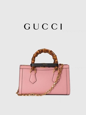 Розовый кожаный OEM сумки сумки GG Gucci Дианы бамбуковый