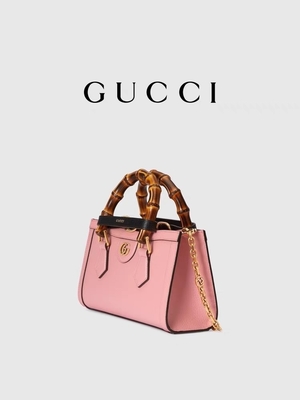 Розовый кожаный OEM сумки сумки GG Gucci Дианы бамбуковый