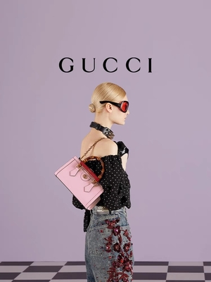 Розовый кожаный OEM сумки сумки GG Gucci Дианы бамбуковый