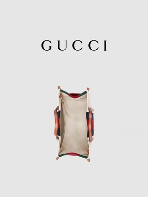 Холста хлопка Gucci сумка Tote белого мини голубая Striped блокируя g