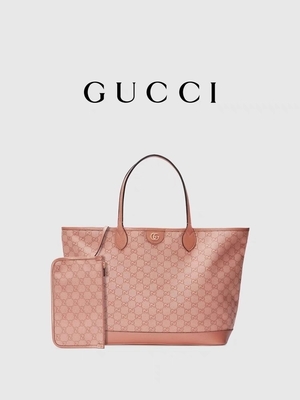 Сумка Tote GG Gucci Ophidia розового холста средняя для путешествовать дела