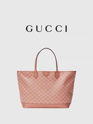 Сумка Tote GG Gucci Ophidia розового холста средняя для путешествовать дела