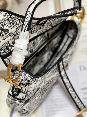 Заплатка 25cm сумки слинга седловины Dior вышивки женщин с 3 внутренними карманами