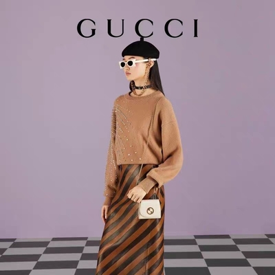 Белая кожаная таможня клеймила сумки средней сумкой Blondie Gucci
