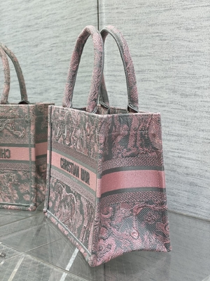 Небольшой пинк Кристиан Dior Booktote и вышивка Сер Toile De Jouy Sauvage