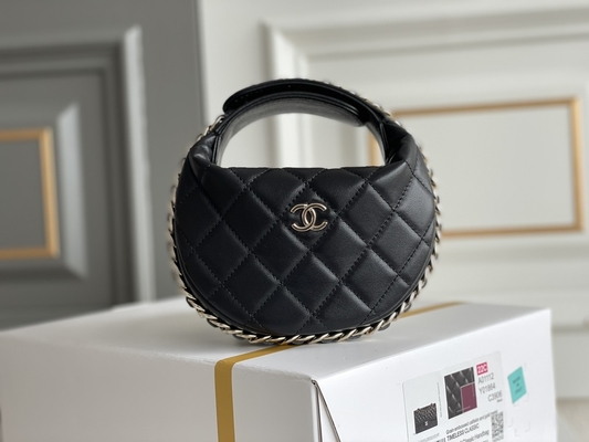Портмоне монетки сумки щитка Chanel ткани черноты Ap3095 мини 20 дюймов